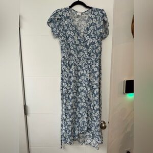 Chic Blue Floral Midi Dress